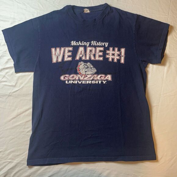 Gonzaga Bulldogs College Basketball T Shirt Mens Size M Navy Blue - Picture 1 of 4